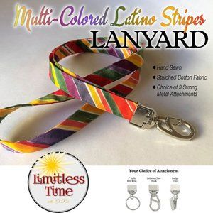 Colorful Latino Stripes Lanyard  - Strong metal attachment incl.